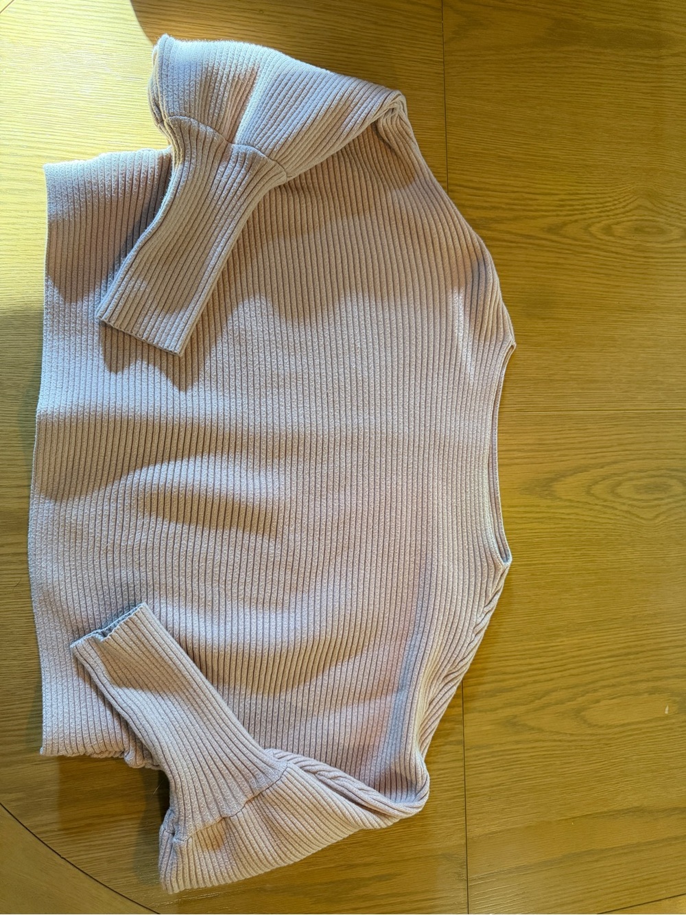 Soft Ribbed Flowy Crewneck Sweater - Light Beige